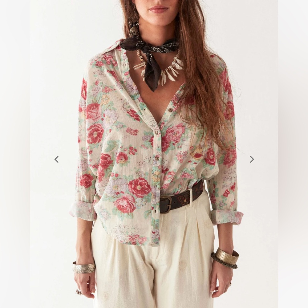NWT Maison Hotel Georgia Blouse in Candy Roses Floral Shirt - M - Picture 4 of 10